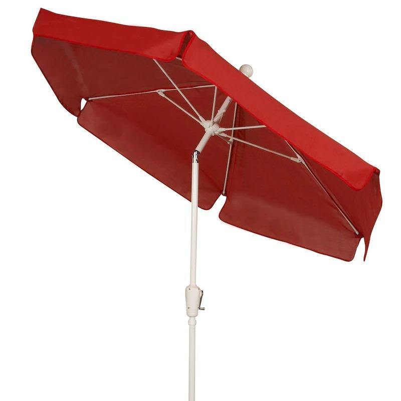 Fiberbuilt Table Umbrellas Red FiberBuilt 7.5 Ft. Aluminum Market Patio Umbrella W/ Crank Lift & Tilt