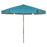 Fiberbuilt Table Umbrellas Teal 7.5' Hex Beach Umbrella 6 Rib Push Up Natural Oak with Vinyl Coated Weave Canopy