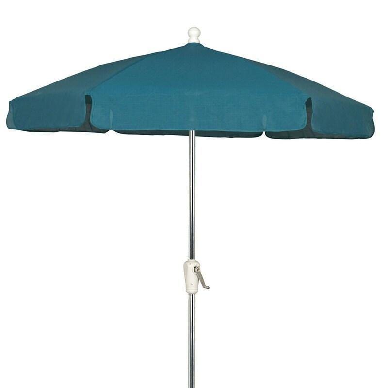 Fiberbuilt Table Umbrellas Teal FiberBuilt 7.5 Ft. Aluminum Market Patio Umbrella W/ Crank Lift - Silver Pole
