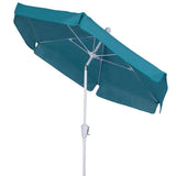 Fiberbuilt Table Umbrellas Teal FiberBuilt 7.5 Ft. Aluminum Market Patio Umbrella W/ Crank Lift & Tilt