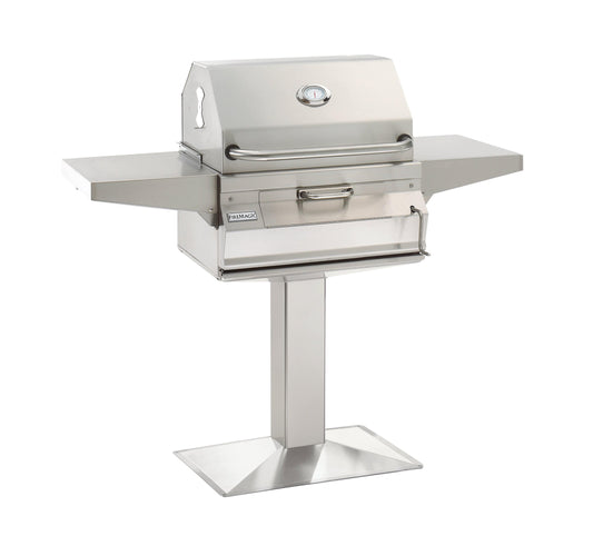 Fire Magic - Legacy 24-Inch Smoker Charcoal Grill On Patio Post | 22-SC01C-P6