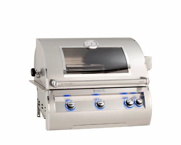 Fire Magic - Echelon Diamond Built-In Gas Grill Head with Analog Thermometer, NG, LG | E660I-8EAX-W