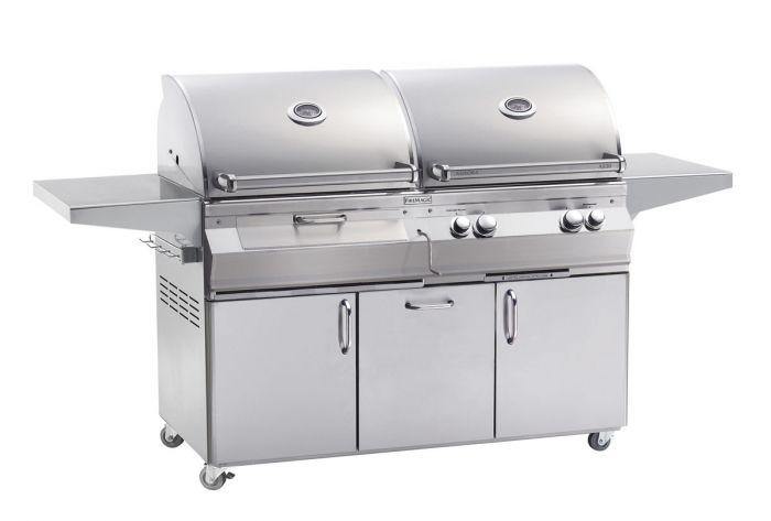 Fire Magic Gas Grill Aurora Stand Alone Gas/Charcoal Combo Grill with Rotisserie Backburner - NG