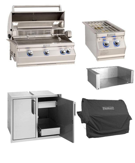 Fire Magic Outdoor Kitchen Package No Double Drawer / No Trash Cabinet / No Outdoor Refrigeration Fire Magic - Aurora A660i Gas Grill Head and Rotisserie Backburner Five Piece Package