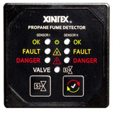 Fireboy-Xintex Fume Detectors Xintex Propane Fume Detector & Alarm w/2 Plastic Sensors & Solenoid Valve - Square Black Bezel Display [P-2BS-R]