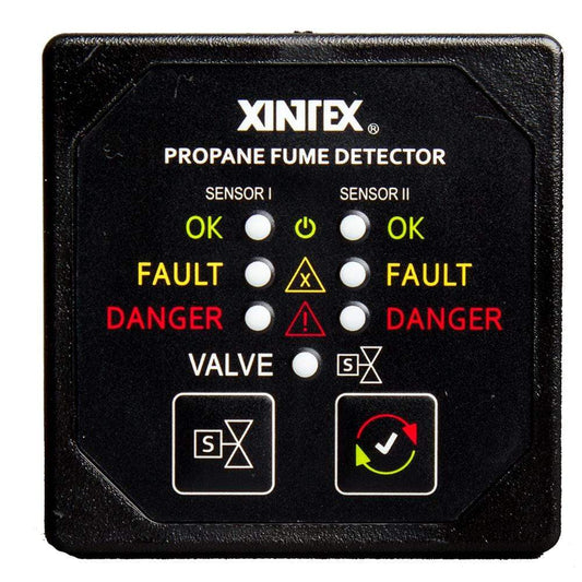 Fireboy-Xintex Fume Detectors Xintex Propane Fume Detector w/2 Plastic Sensors - No Solenoid Valve - Square Black Bezel Display [P-2BNV-R]