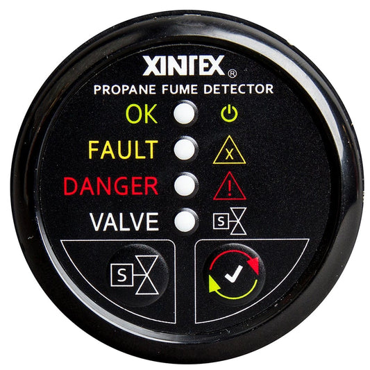 Fireboy-Xintex Fume Detectors Xintex Propane Fume Detector w/Plastic Sensor & Solenoid Valve - Black Bezel Display [P-1BS-R]