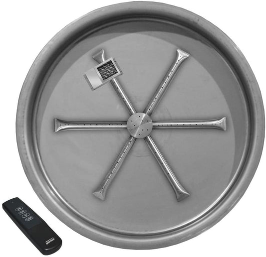Firegear Stainless Steel Round Pan and Spur Burner Firegear - 19" Pan with 16" SS Burning Spur TFS Electronic Ignition, NG *Order Fuel Specific