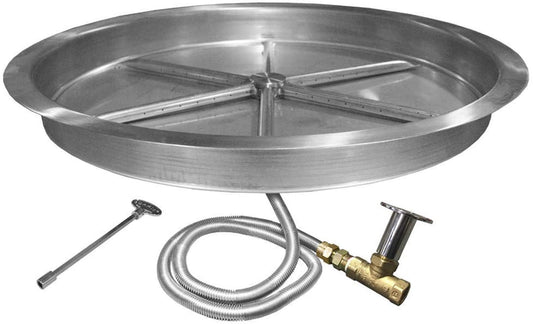 Firegear Stainless Steel Round Pan and Spur Burner Firegear - 29.5" Pan with 22" SS Burning Spur TFS Electronic Ignition, for NG (LP Order Part Below)