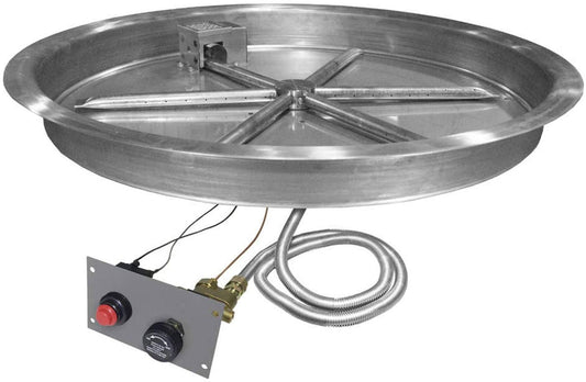Firegear Stainless Steel Round Pan and Spur Burner Firegear - 29'' Pan with 22'' SS Burning Spur TMSI Ignition with Spark Ignition NG (LP Kit Purchase FGLPK41)