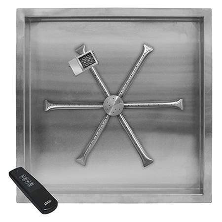 Firegear Stainless Steel Square Pan and Spur Burner Firegear - 26" Pan with SS 22” Burning Spur TFS Electronic Ignition for NG *Order Fuel Specific