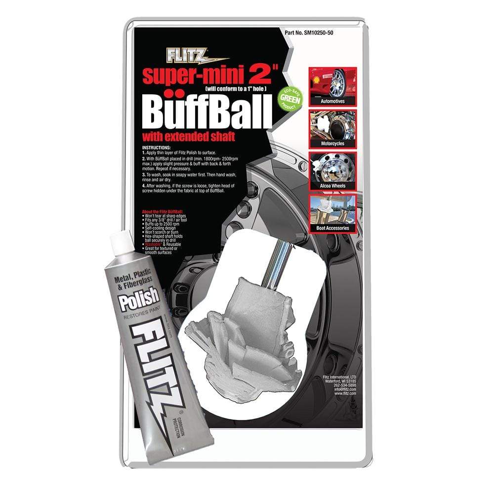 Flitz Cleaning Flitz Buff Ball - Super Mini 2" - White w/1.76oz Tube Flitz Polish [SM 10250-50]