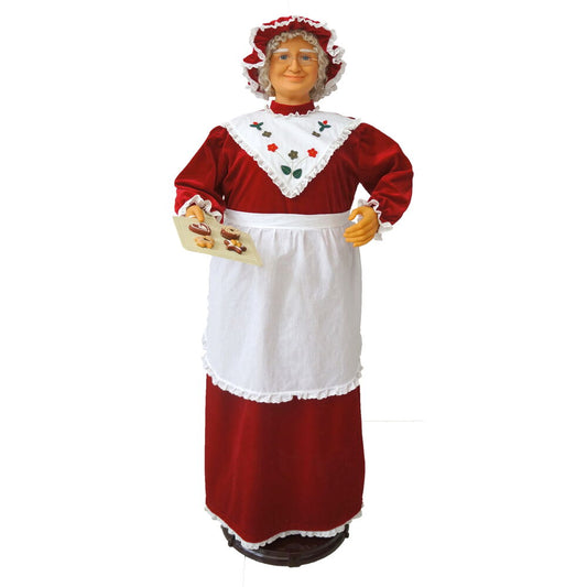 Fraser Hill Farm -  58-In. Dancing Mrs. Claus with Baking Apron and Cookies, Life-Size Motion-Activated Christmas Animatronic