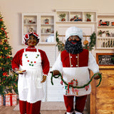 Fraser Hill Farm -  58-In. African American Dancing Mrs. Claus with Apron and Cookies, Life-Size Motion-Activated Christmas Animatronic
