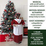 Fraser Hill Farm -  58-In. African American Dancing Mrs. Claus with Baking Apron and Cookies, Life-Size Motion-Activated Christmas Animatronic