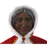 Fraser Hill Farm -  58-In. African American Dancing Mrs. Claus with Hooded Cloak and Basket, Life-Size Motion-Activated Christmas Animatronic