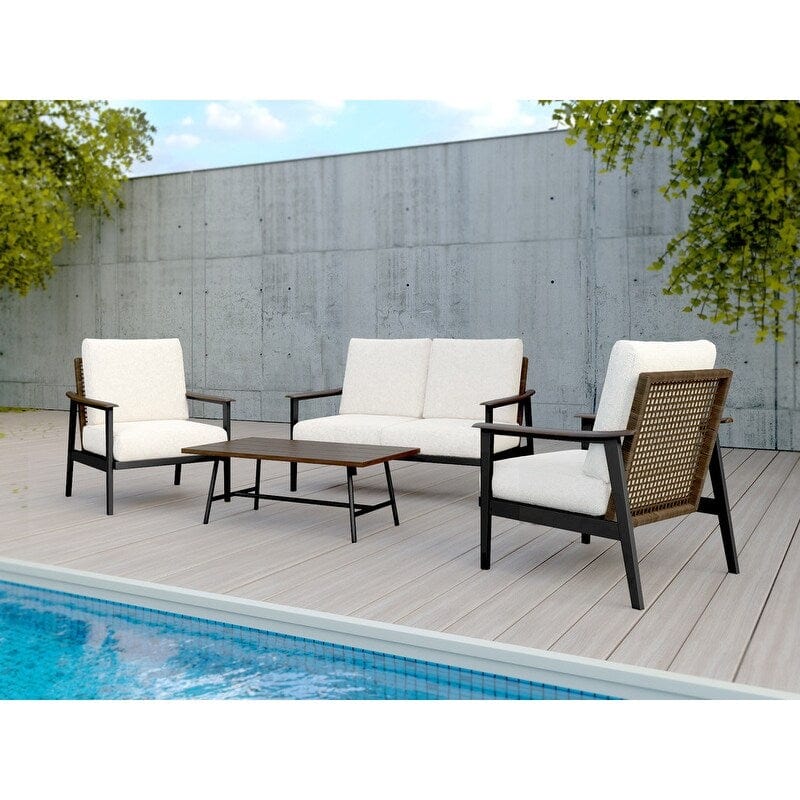 Foremost Foremost - Cozumel 4-Piece Metal Patio Conversation Set with Beige Cushions | 11990040T001-ST
