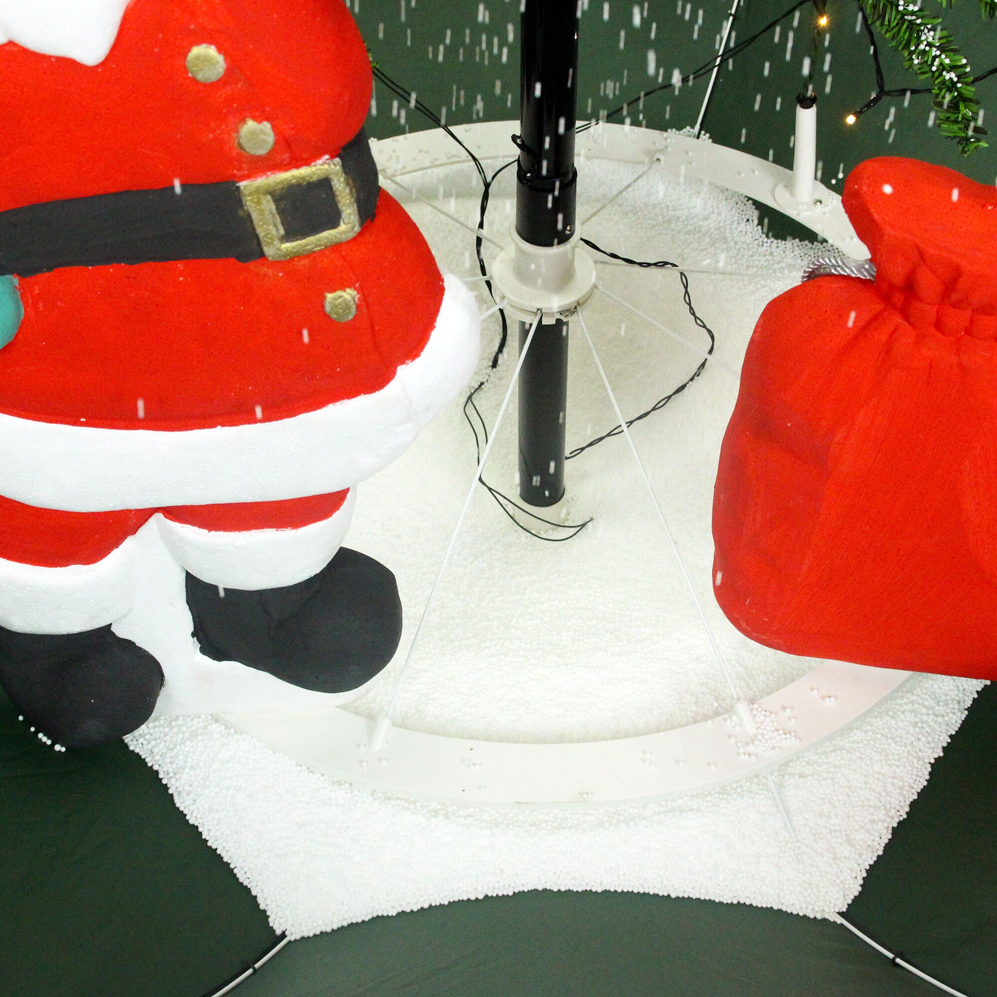 Fraser Hill Farm -  Let It Snow Series 47-In. Musical Santa Scene with Green Umbrella Base, Snow Function, and Lights
