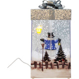 Fraser Hill Farm -  Let It Snow Series 12-In. Christmas Gift Shadowbox with Snowman and Silver Bow, Animated Musical Snow Decoration