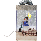 Fraser Hill Farm -  Let It Snow Series 12-In. Christmas Gift Shadowbox with Snowman and Silver Bow, Animated Musical Snow Decoration