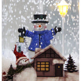 Fraser Hill Farm -  Let It Snow Series 12-In. Christmas Gift Shadowbox with Snowman and Silver Bow, Animated Musical Snow Decoration