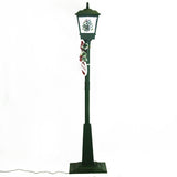 Fraser Hill Farm -  Let It Snow Series 71-In. Square Street Lamp with Christmas Tree, 2 Signs, Cascading Snow, and Holiday Music, Green