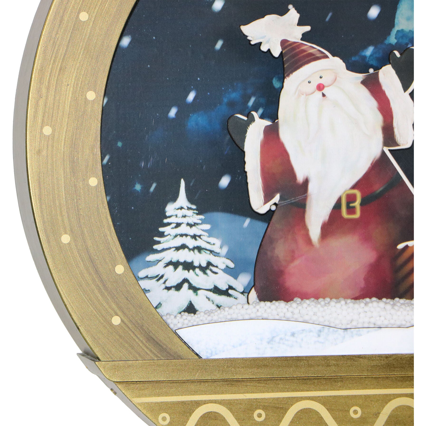 Fraser Hill Farm -  Let It Snow Series 24-In. Christmas Ornament Shadowbox in Gold with Santa Scene, Cascading Snow, and Holiday Music