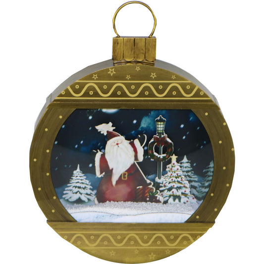 Fraser Hill Farm -  Let It Snow Series 24-In. Christmas Ornament Shadowbox in Gold with Santa Scene, Cascading Snow, and Holiday Music