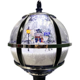Fraser Hill Farm -  Let It Snow Series 69-In. Musical Snow Globe Lamp Post w/ Snowman, 2 Signs, Cascading Snow, and Christmas Carols, Black