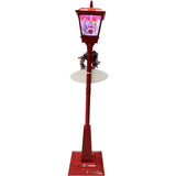 Fraser Hill Farm -  Let It Snow Series 71-In. Musical Snowy Street Lamp in Red with Santa, Feliz Navidad Sign, and Let it Snow Sign