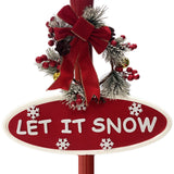 Fraser Hill Farm -  Let It Snow Series 71-In. Musical Snowy Street Lamp in Red with Christmas Tree, Feliz Navidad Sign, and Let it Snow Sign