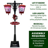 Fraser Hill Farm -  Let It Snow Series 74-In. Double Lantern Street Lamp w/ Santa Claus, Christmas Tree, 1 Sign, Cascading Snow, Music, Red/Black