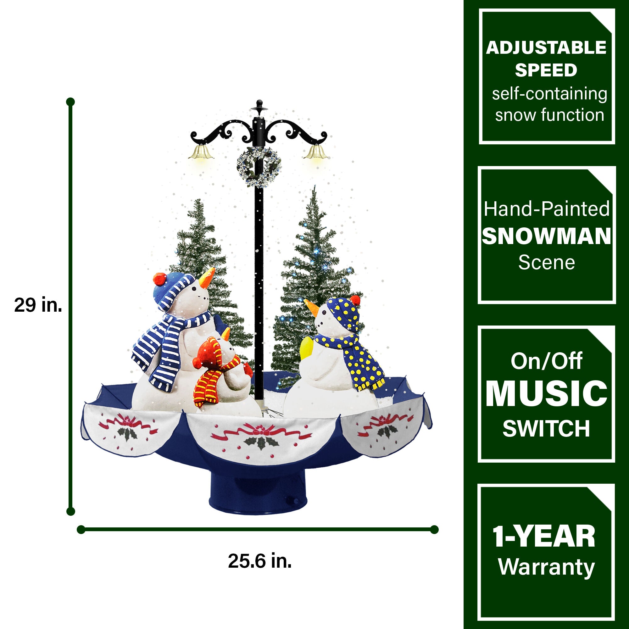 Fraser Hill Farm -  Let It Snow Series 29-In. Musical Snow-Family Scene with Blue Umbrella Base, Snow Function, and Lights