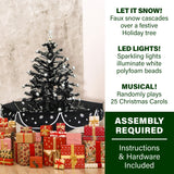 Fraser Hill Farm -  Let It Snow Series 29-In. Black Snowy Tree with Black Umbrella Base, Snow Function, Music, Decorations, and Lights