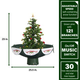Fraser Hill Farm -  Let It Snow Series 29-In. Green Snowy Tree with Green Umbrella Base, Snow Function, Music, Decorations, and Lights