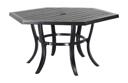 Gensun Dining Table Gensun - Channel Aluminum 61'' Wide Hexagon Dining Table with Umbrella Hole- 10196A61