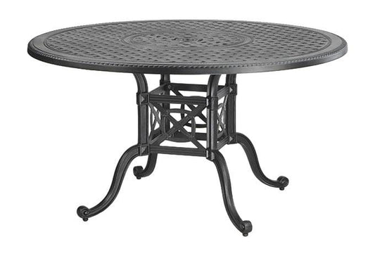 Gensun Dining Table Gensun -  Grand Terrace Cast Aluminum 48'' 54' 66" Wide Round Dining Table with Umbrella Hole - 10340A48, 10340A54, 10340A66