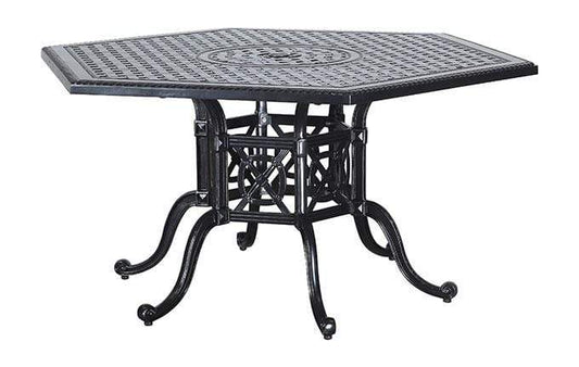 Gensun Dining Table Gensun - Grand Terrace Cast Aluminum 62''W x 54''D Hexagon Dining Table with Umbrella Hole - 10346A61