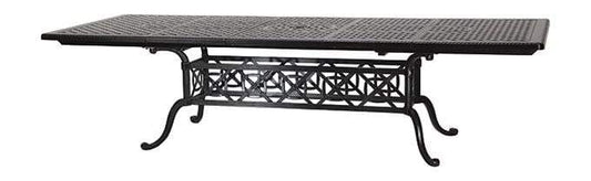 Gensun Dining Table Gensun -Grand Terrace Cast Aluminum 74-114''W x 44''D Rectangular Extension Dining Table with Umbrella Hole - 103400H1