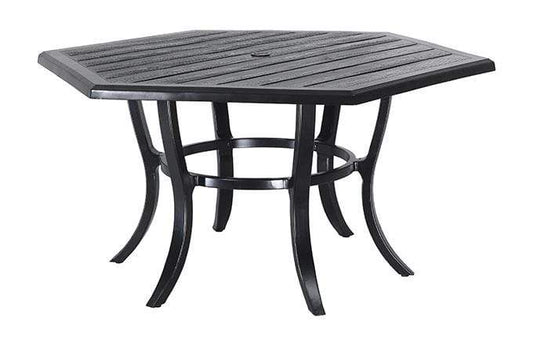 Gensun Dining Table Gensun - Lattice Cast Aluminum 61''W x 53''D Hexagon Dining Table with Umbrella Hole- 10296A61