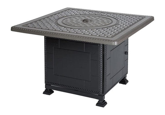 Gensun Gas Fire Pit Gensun - Grand Terrace Cast Aluminum 42 Square Gas Fire Pit Top with Dining Height Fire Pit Base | 1034GT42