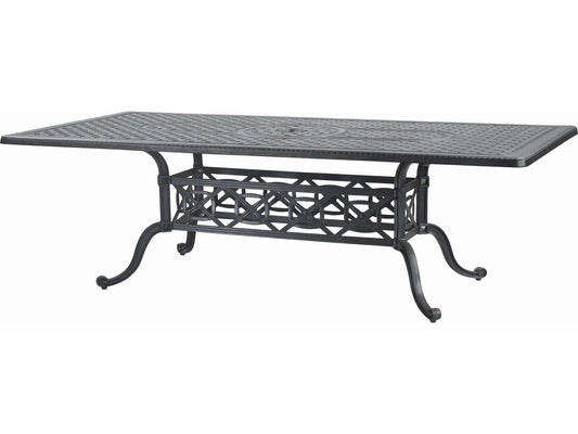 Gensun Gensun - Gensun Grand Terrace Cast Aluminum 86''W x 42''D Rectangular Dining Table with Umbrella Hole