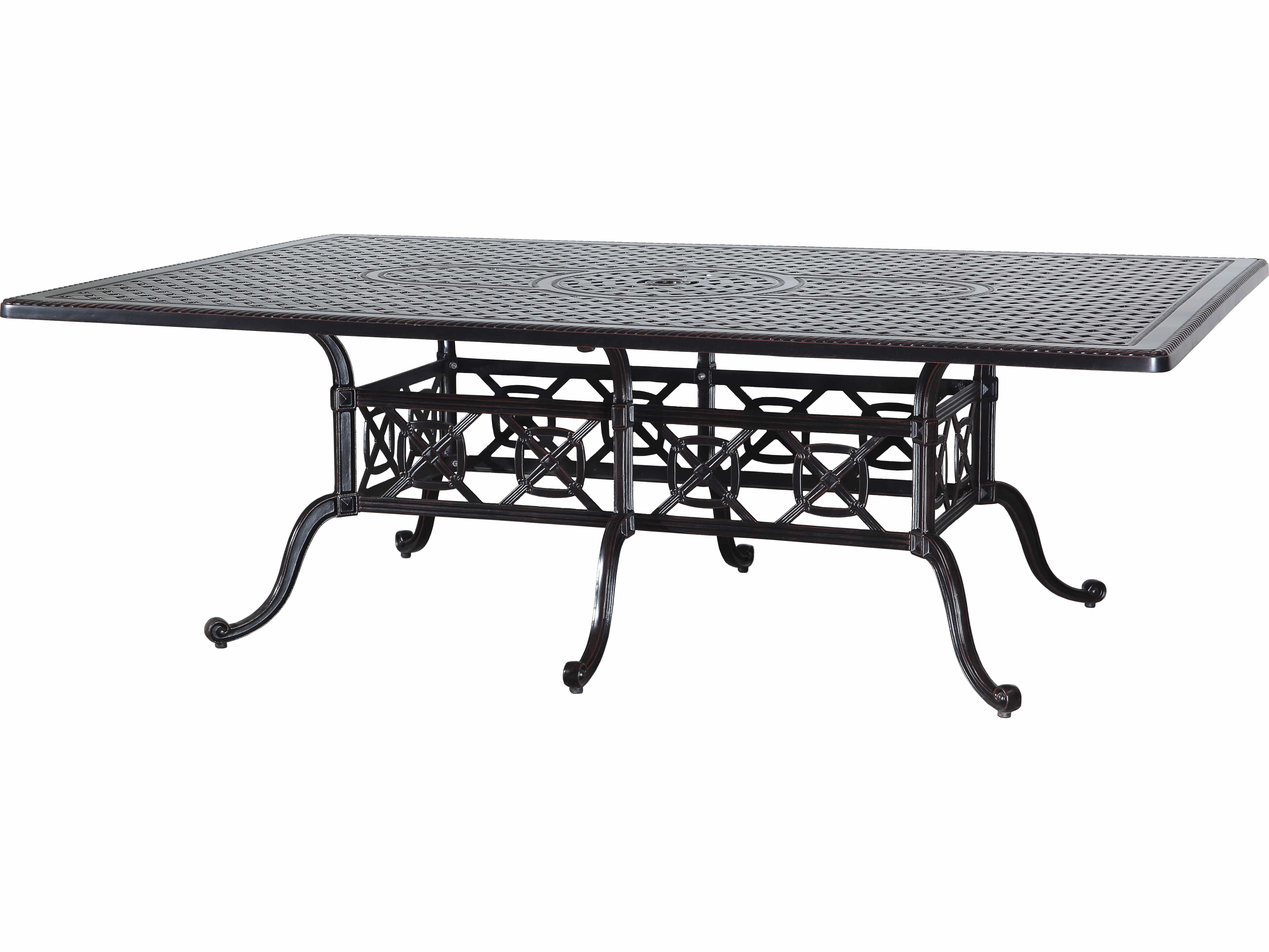 Gensun Gensun - Gensun Grand Terrace Cast Aluminum 90''W x 60''D Rectangular Dining Table with Umbrella Hole