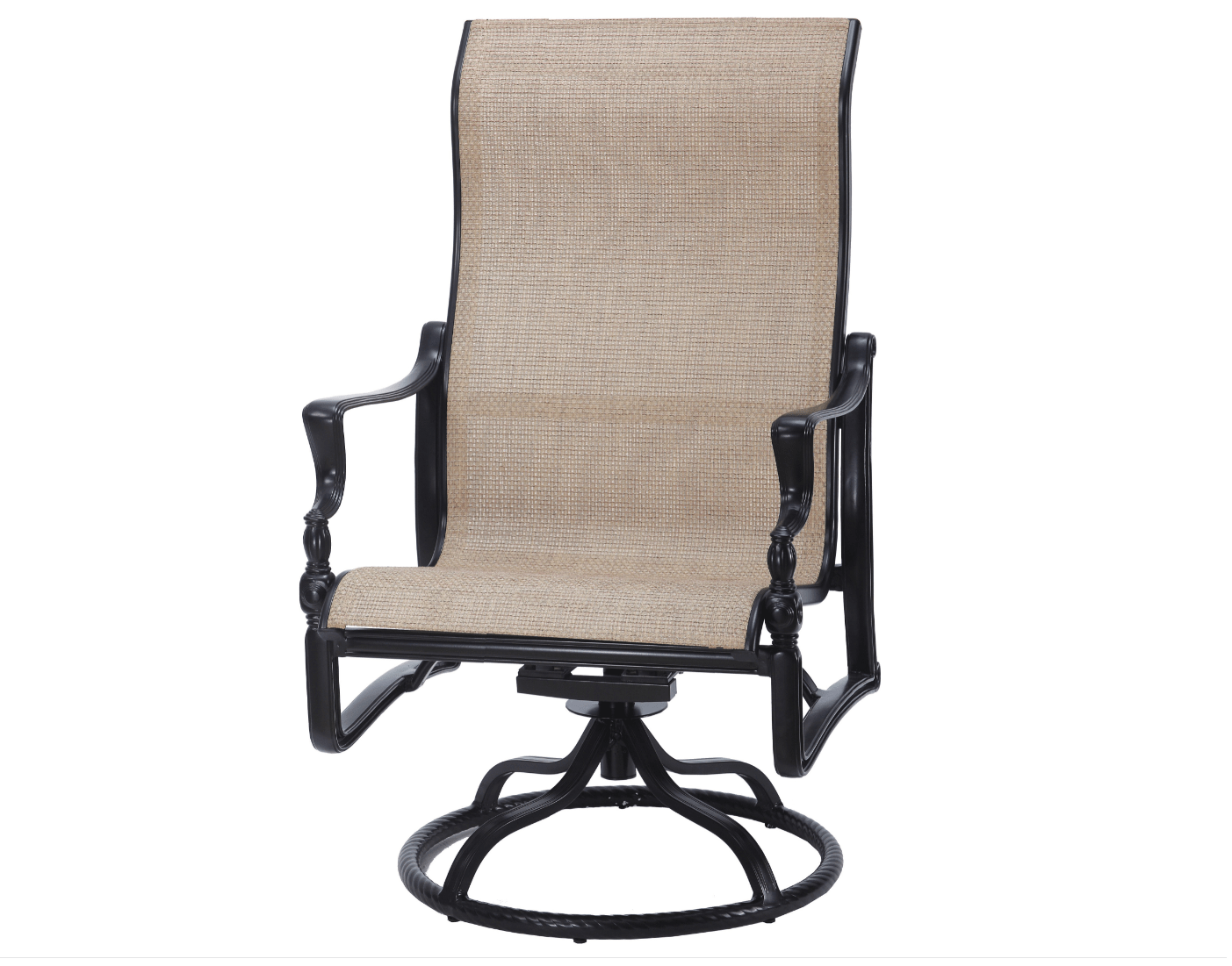 Gensun Outdoor Chairs Gensun - Bel Air Sling Cast Aluminum High Back Swivel Rocker Lounge Chair - 50990024