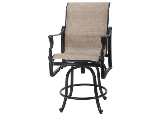Gensun Outdoor Chairs Gensun - Bel Air Sling Cast Aluminum Swivel Counter Stool - 50990006