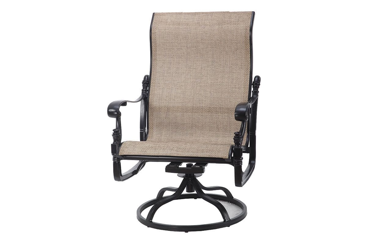 Gensun Outdoor Chairs Gensun - Florence Sling Cast Aluminum High Back Swivel Rocker Lounge Chair - 50230024