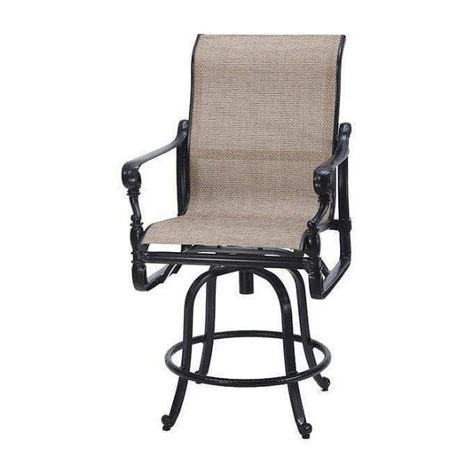 Gensun Outdoor Chairs Gensun - Grand Terrace Sling Cast Aluminum Swivel Balcony Stool - 50340006
