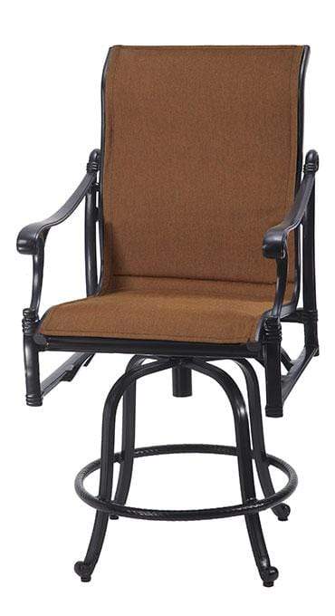Gensun Outdoor Chairs Gensun - Michigan Padded Sling Cast Aluminum Swivel Balcony Stool - 61140006