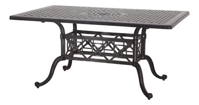 Gensun Outdoor Table Gensun - Grand Terrace Cast Aluminum 63'' 72"W x 42''D Rectangular Counter / Gathering Table with Umbrella Hole- 10340NC1, 10340NC2
