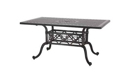 Gensun Outdoor Table Gensun -  Grand Terrace Cast Aluminum 72''W x 42''D Rectangular Bar Table with Umbrella Hole - 10340LC1, 10340LC2